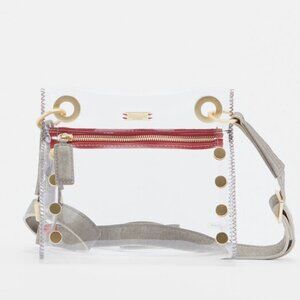 Tony Clear sml Mahogany Pebble/Brushed Gold Red Zip